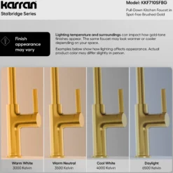 Karran Stalbridge 1.8 GPM Single Lever Lead-free Brass ADA Kitchen Faucet, Pull-Down, Spot-Free Brushed Gold, KKF710SFBG