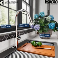 Karran Standerton 1.8 GPM Single Lever Handle Lead-free Brass ADA Kitchen Faucet, Pull-Down Kitchen, Chrome, KKF140C