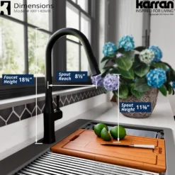Karran Standerton 1.8 GPM Single Lever Handle Lead-free Brass ADA Kitchen Faucet, Pull-Down Kitchen, Matte Black, KKF140MB