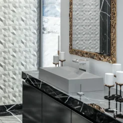 Karran Sternhagen Diamond 28.125" x 16.375" Rectangular Vessel Quartz Composite ADA Bathroom Sink, Grey, SQS400GR