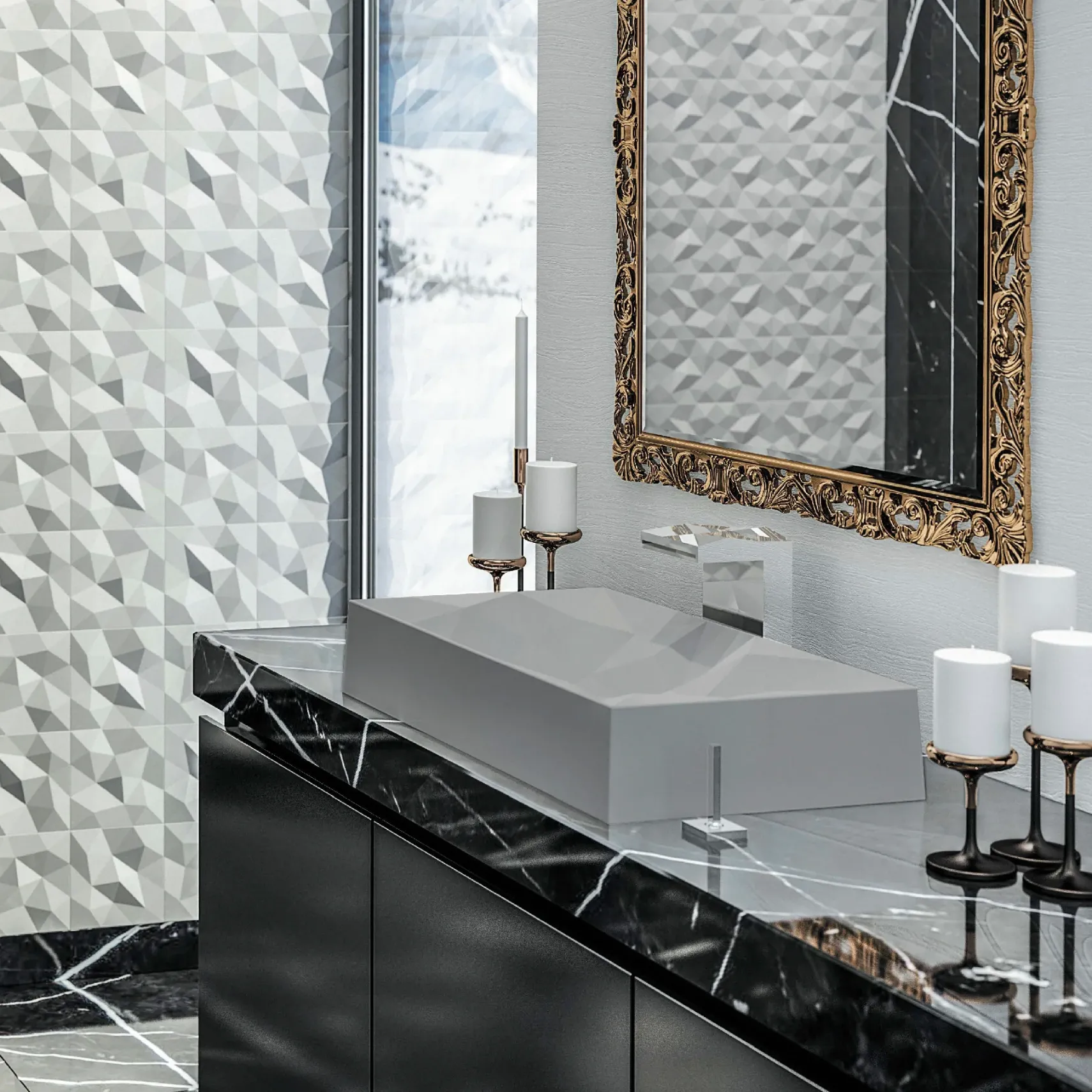 Karran Sternhagen Diamond 28.125" x 16.375" Rectangular Vessel Quartz Composite ADA Bathroom Sink, Grey, SQS400GR