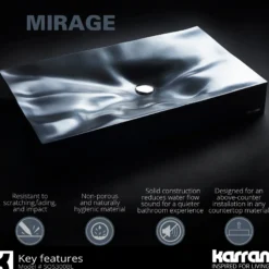 Karran Sternhagen Mirage 32.125" x 18.25" Rectangular Vessel Quartz Composite ADA Bathroom Sink, Black, SQS300BL