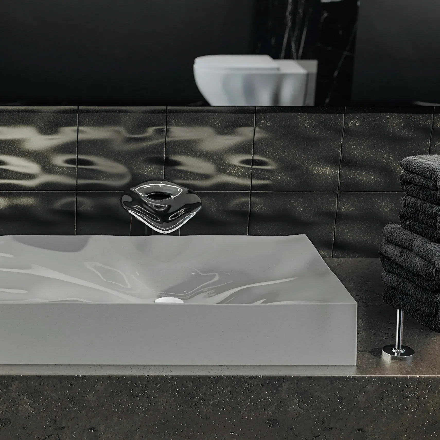 Karran Sternhagen Mirage 32.125" x 18.25" Rectangular Vessel Quartz Composite ADA Bathroom Sink, Grey, SQS300GR
