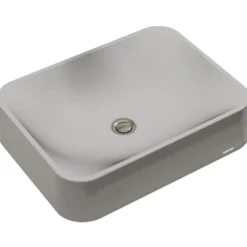 Karran Sternhagen Sea Crest 21.5" x 16.375" Rectangular Vessel Quartz Composite ADA Bathroom Sink, Grey, SQS200GR