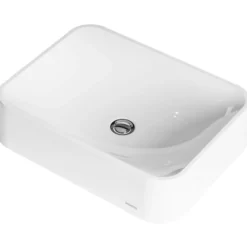 Karran Sternhagen Sea Crest 21.5" x 16.375" Rectangular Vessel Quartz Composite ADA Bathroom Sink, White, SQS200WH