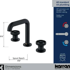 Karran Tryst 1.2 GPM Double Lever Handle Lead-free Brass Bathroom Faucet, Widespread, Matte Black, KBF466MB