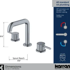 Karran Tryst 1.2 GPM Double Lever Handle Lead-free Brass ADA Bathroom Faucet, Widespread, Stainless Steel, KBF464SS