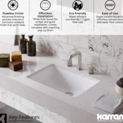 Karran Tryst 1.2 GPM Double Lever Handle Lead-free Brass ADA Bathroom Faucet, Widespread, Stainless Steel, KBF464SS