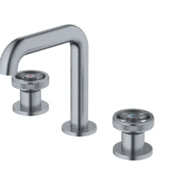 Karran Tryst 1.2 GPM Double Lever Handle Lead-free Brass Bathroom Faucet, Widespread, Stainless Steel, KBF466SS