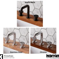 Karran Tryst 1.2 GPM Double Lever Handle Lead-free Brass Bathroom Faucet, Widespread, Stainless Steel, KBF466SS