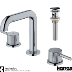 Karran Tryst 1.2 GPM Double Lever Handle Lead-free Brass ADA Bathroom Faucet, Widespread, Chrome, KBF464C