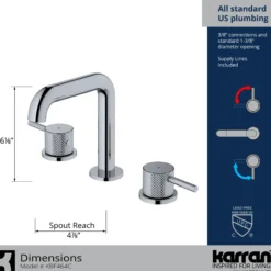 Karran Tryst 1.2 GPM Double Lever Handle Lead-free Brass ADA Bathroom Faucet, Widespread, Chrome, KBF464C