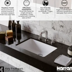 Karran Tryst 1.2 GPM Double Lever Handle Lead-free Brass ADA Bathroom Faucet, Widespread, Chrome, KBF464C
