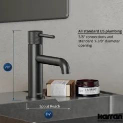 Karran Tryst 1.2 GPM Single Lever Handle Lead-free Brass ADA Bathroom Faucet, Basin, Gunmetal Grey, KBF460GG