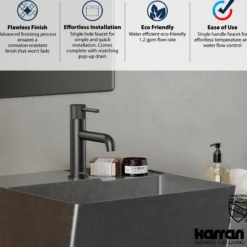 Karran Tryst 1.2 GPM Single Lever Handle Lead-free Brass ADA Bathroom Faucet, Basin, Gunmetal Grey, KBF460GG