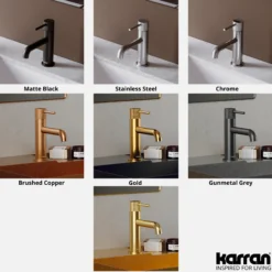 Karran Tryst 1.2 GPM Single Lever Handle Lead-free Brass ADA Bathroom Faucet, Basin, Gunmetal Grey, KBF460GG