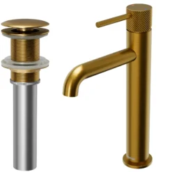 Karran Tryst 1.2 GPM Single Lever Handle Lead-free Brass ADA Bathroom Faucet, Vessel, Gold, KBF462G