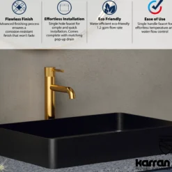 Karran Tryst 1.2 GPM Single Lever Handle Lead-free Brass ADA Bathroom Faucet, Vessel, Gold, KBF462G