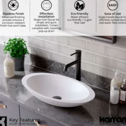Karran Tryst 1.2 GPM Single Lever Handle Lead-free Brass ADA Bathroom Faucet, Vessel, Matte Black, KBF462MB