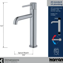 Karran Tryst 1.2 GPM Single Lever Handle Lead-free Brass ADA Bathroom Faucet, Vessel, Stainless Steel, KBF462SS