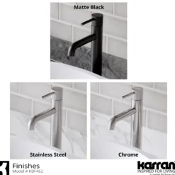 Karran Tryst 1.2 GPM Single Lever Handle Lead-free Brass ADA Bathroom Faucet, Vessel, Stainless Steel, KBF462SS