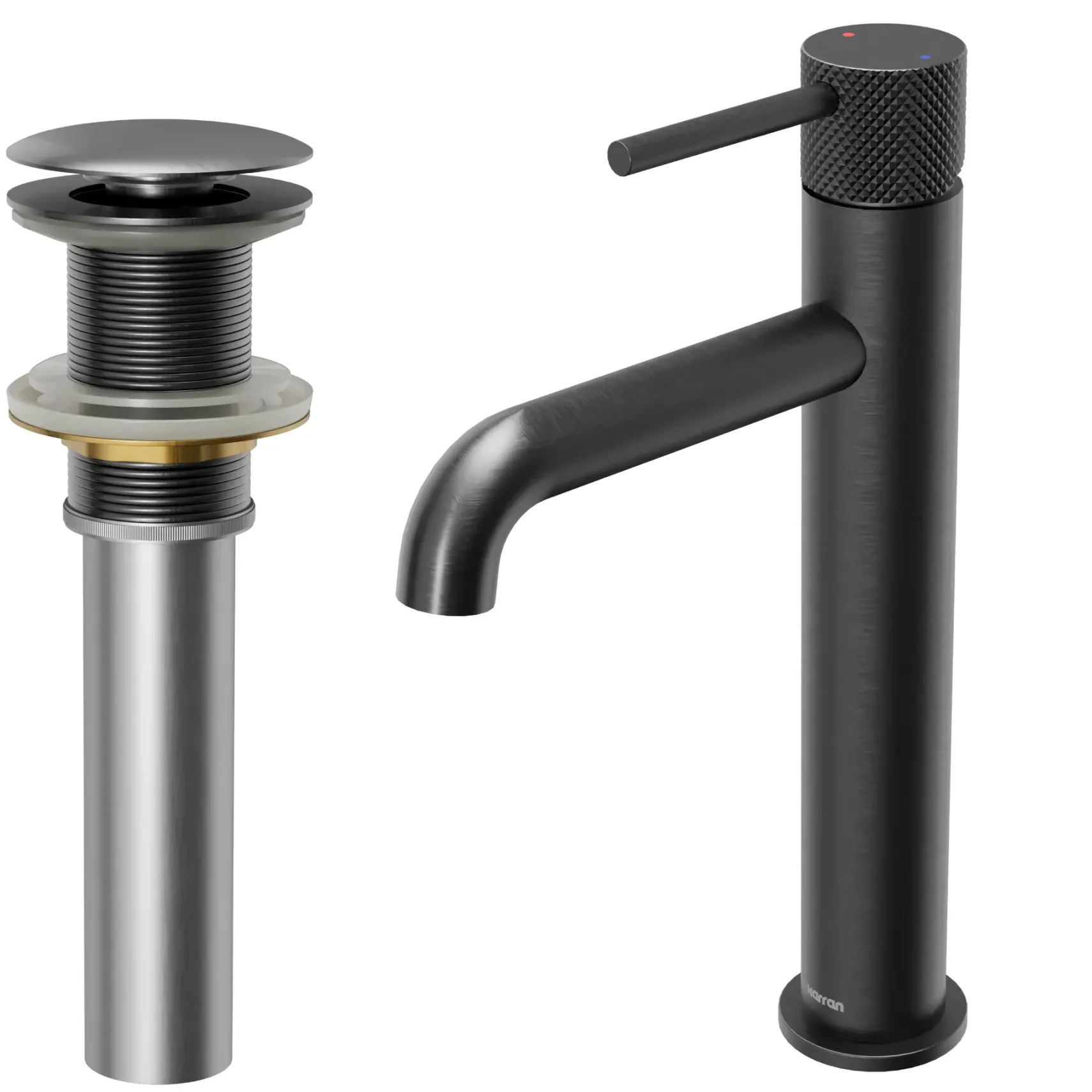 Karran Tryst 1.2 GPM Single Lever Handle Lead-free Brass ADA Bathroom Faucet, Vessel, Gunmetal Grey, KBF462GG