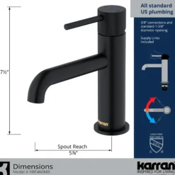 Karran Tryst 1.2 GPM Single Lever Handle Lead-free Brass ADA Bathroom Faucet, Basin, Matte Black, KBF460MB