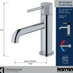 Karran Tryst 1.2 GPM Single Lever Handle Lead-free Brass ADA Bathroom Faucet, Basin, Chrome, KBF460C