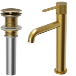 Karran Tryst 1.2 GPM Single Lever Handle Lead-free Brass ADA Bathroom Faucet, Vessel, Brushed Gold, KBF462BG