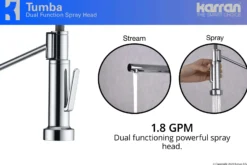 Karran Tumba Single Lever Handle Lead-free Brass ADA Kitchen Faucet, Pull Down, Chrome, KKF230C