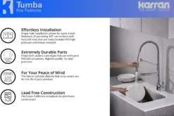 Karran Tumba Single Lever Handle Lead-free Brass ADA Kitchen Faucet, Pull Down, Chrome, KKF230C