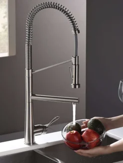 Karran Tumba Single Lever Handle Lead-free Brass ADA Kitchen Faucet, Pull Down, Stainless Steel, KKF230SS