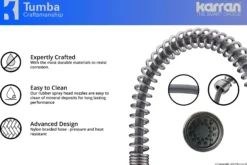 Karran Tumba Single Lever Handle Lead-free Brass ADA Kitchen Faucet, Pull Down, Stainless Steel, KKF230SS
