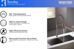 Karran Tumba Single Lever Handle Lead-free Brass ADA Kitchen Faucet, Pull Down, Stainless Steel, KKF230SS
