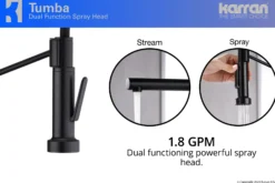 Karran Tumba Single Lever Handle Lead-free Brass ADA Kitchen Faucet, Pull Down, Matte Black, KKF230MB