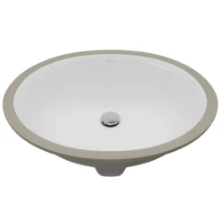 Karran Valera 15" x 18.125" Oval Undermount Vitreous China Bathroom Sink, White, VC-103-WH