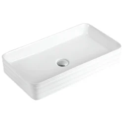 Karran Valera 26.375" x 14.875" x 3.5" Rectangular Vessel Vitreous China ADA Bathroom Sink, White, VC-508-WH