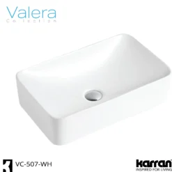 Karran Valera 19" x 11.5" x 3.75" Rectangular Vessel Vitreous China ADA Bathroom Sink, White, VC-507-WH