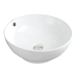 Karran Valera 16.625" x 16.625" x 5" Round Vessel Vitreous China ADA Bathroom Sink, White, VC-410-WH