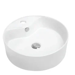 Karran Valera 18.125" x 18.125" x 4.25" Round Vessel Vitreous China ADA Bathroom Sink, White, VC-401-WH