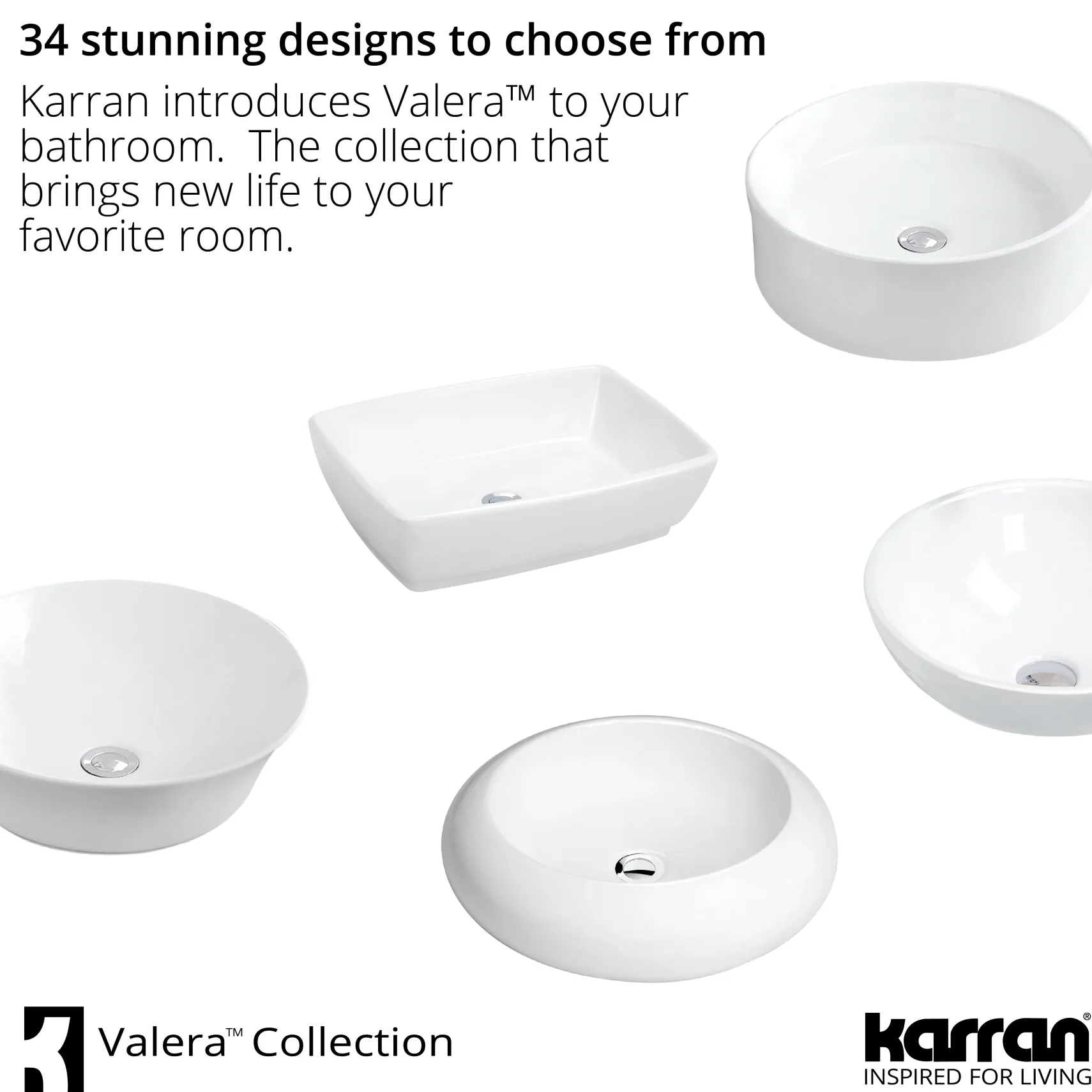 Karran Valera 18.125" x 18.125" x 4.25" Round Vessel Vitreous China ADA Bathroom Sink, White, VC-401-WH