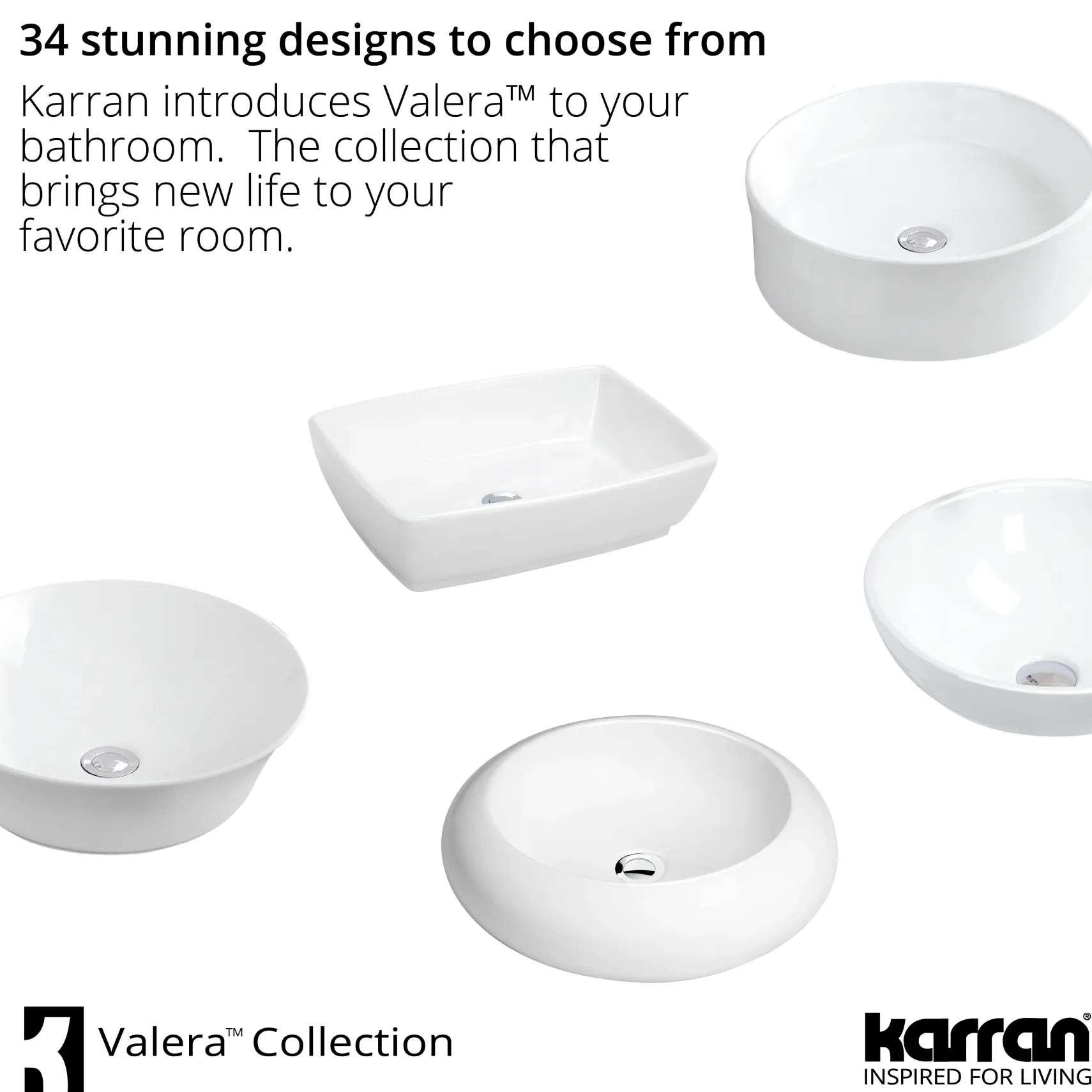 Karran Valera 14.125" x 14.125" x 4.25" Round Vessel Vitreous China ADA Bathroom Sink, White, VC-423-WH