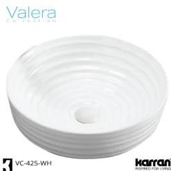 Karran Valera 16.125" x 16.125" x 4.25" Round Vessel Vitreous China ADA Bathroom Sink, White, VC-425-WH
