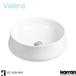 Karran Valera 18.25" x 18.25" x 4" Round Vessel Vitreous China ADA Bathroom Sink, White, VC-428-WH