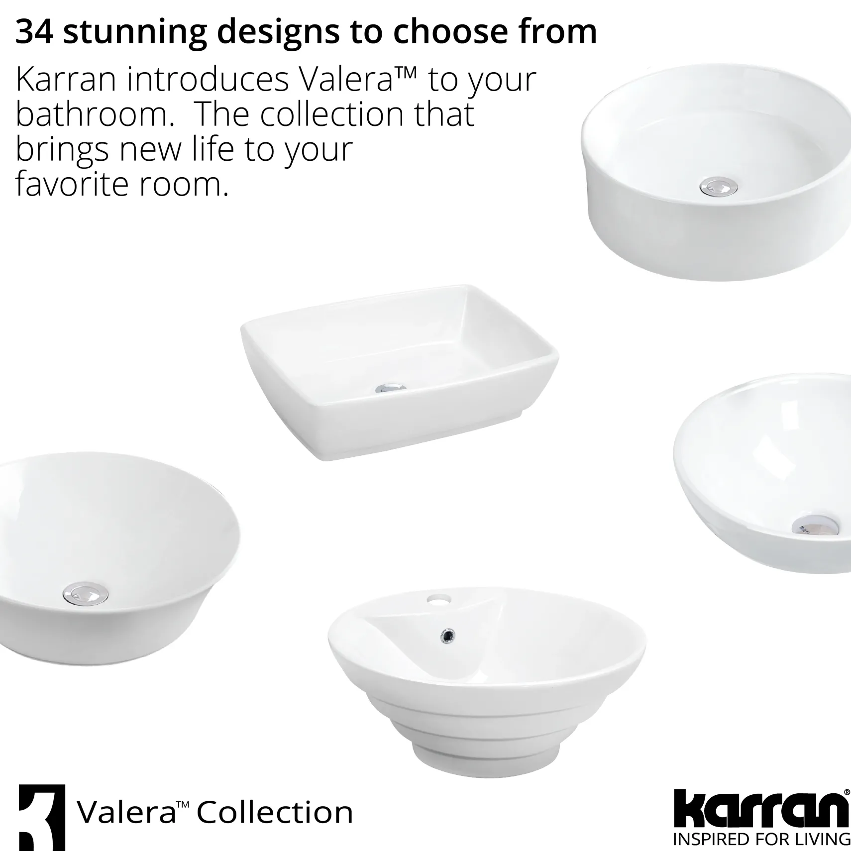Karran Valera 16.25" x 16.25" x 3.75" Square Vessel Vitreous China ADA Bathroom Sink, White, VC-603-WH