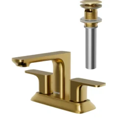 Karran Venda 1.2 GPM Double Lever Handle Lead-free Brass ADA Bathroom Faucet, Centerset, Brushed Gold, KBF516BG