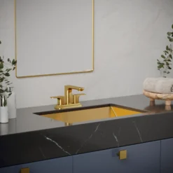 Karran Venda 1.2 GPM Double Lever Handle Lead-free Brass ADA Bathroom Faucet, Centerset, Brushed Gold, KBF516BG