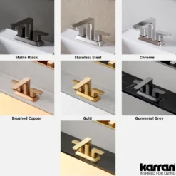 Karran Venda 1.2 GPM Double Lever Handle Lead-free Brass ADA Bathroom Faucet, Centerset, Brushed Copper, KBF516BC