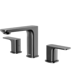 Karran Venda 1.2 GPM Double Lever Handle Lead-free Brass ADA Bathroom Faucet, Widespread, Gunmetal Grey, KBF514GG