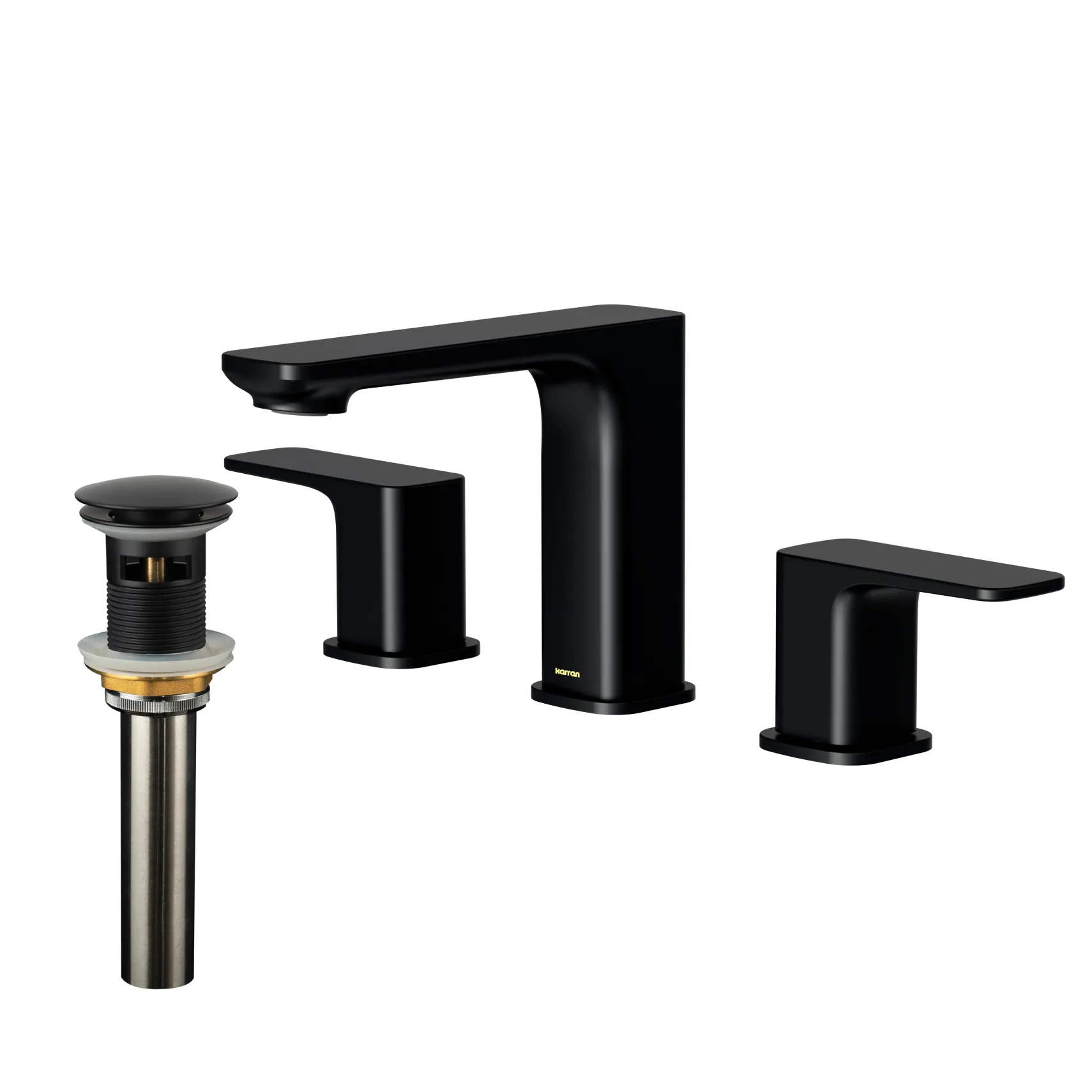 Karran Venda 1.2 GPM Double Lever Handle Lead-free Brass ADA Bathroom Faucet, Widespread, Matte Black, KBF514MB